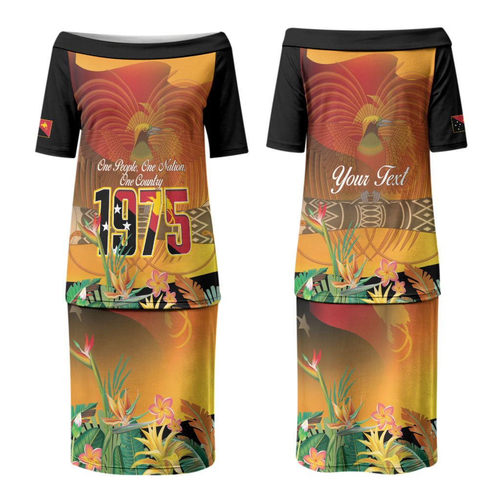 Personalised Papua New Guinea Independence Day Couples Matching Puletasi and Hawaiian Shirt One People One Nation One Country