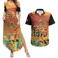 Personalised Papua New Guinea Independence Day Couples Matching Summer Maxi Dress and Hawaiian Shirt One People One Nation One Country
