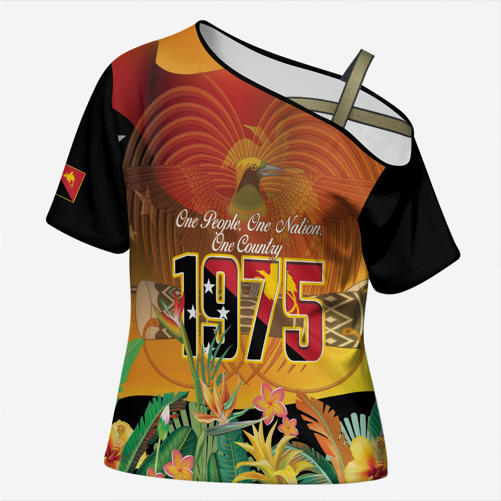 Personalised Papua New Guinea Independence Day Cross Shoulder Shirt One People One Nation One Country