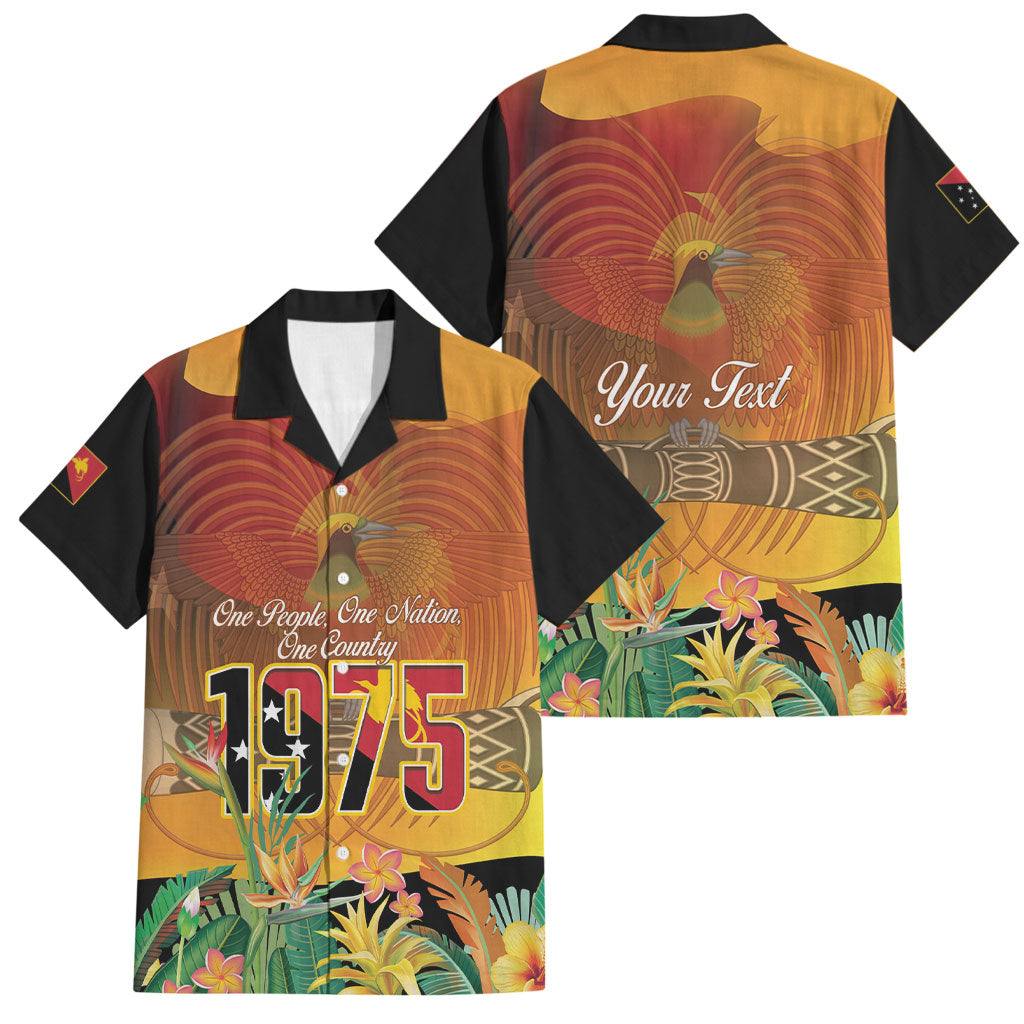 Personalised Papua New Guinea Independence Day Family Matching Off Shoulder Short Dress and Hawaiian Shirt One People One Nation One Country