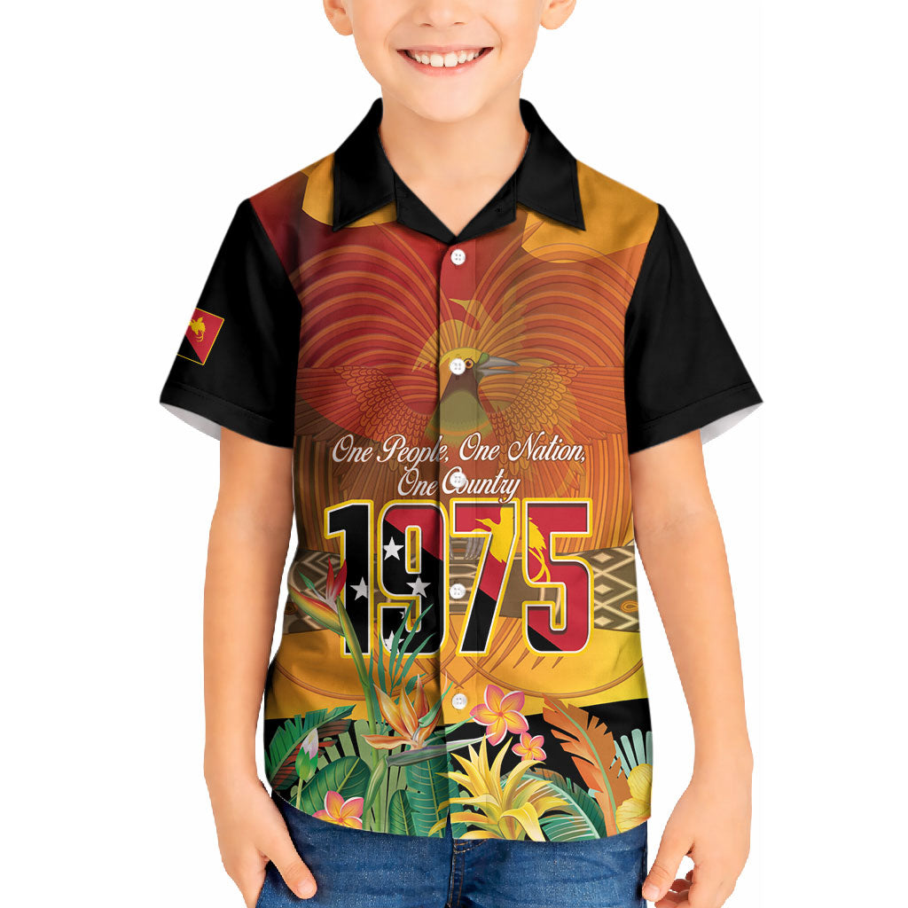Personalised Papua New Guinea Independence Day Kid Hawaiian Shirt One People One Nation One Country