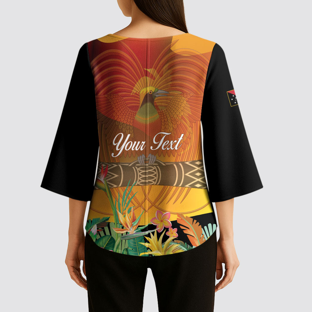 Personalised Papua New Guinea Independence Day Kimono Sleeve Blouse One People One Nation One Country