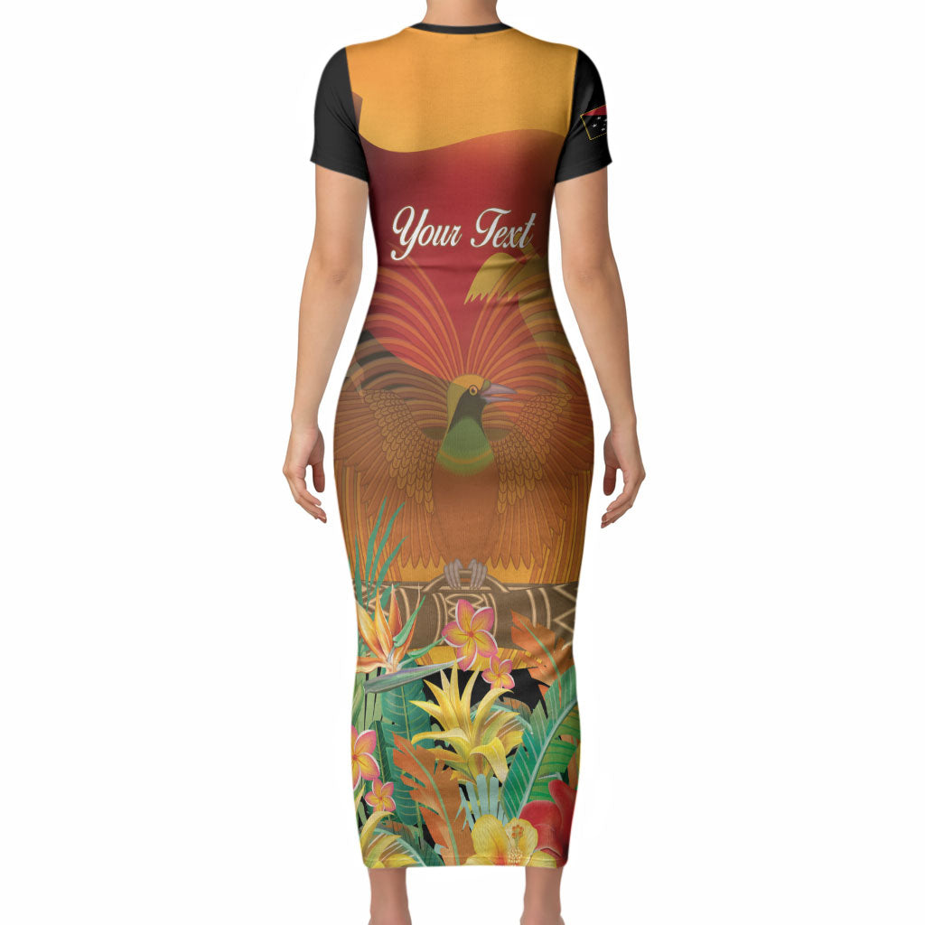 Personalised Papua New Guinea Independence Day Short Sleeve Bodycon Dress One People One Nation One Country