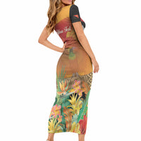 Personalised Papua New Guinea Independence Day Short Sleeve Bodycon Dress One People One Nation One Country