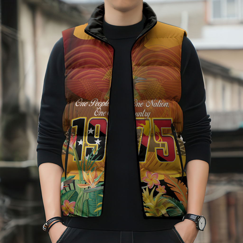 Personalised Papua New Guinea Independence Day Sleeveless Puffer Jacket One People One Nation One Country
