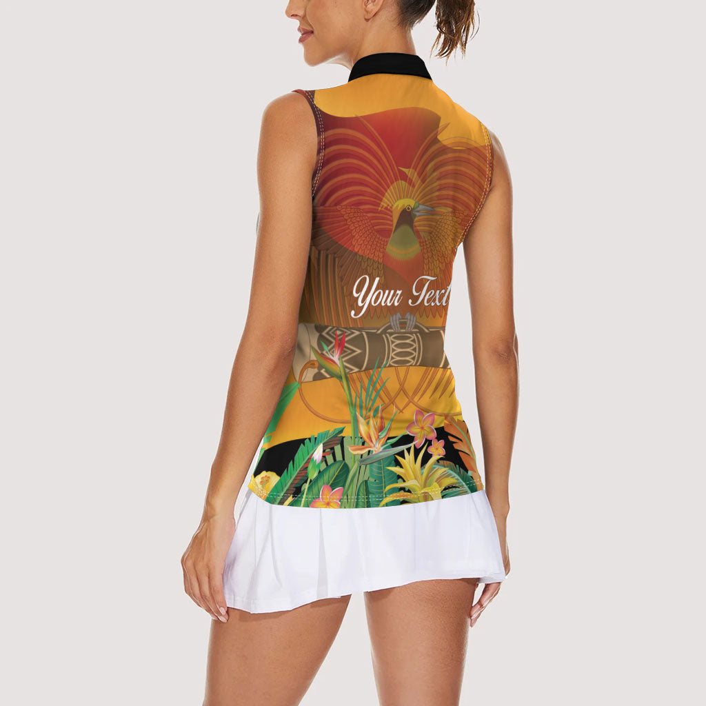 Personalised Papua New Guinea Independence Day Women Sleeveless Polo Shirt One People One Nation One Country