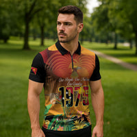Personalised Papua New Guinea Independence Day Zipper Polo Shirt One People One Nation One Country