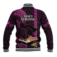 Hawaii Baseball Jacket Pray For Maui Hawaiian Plumeria Be Strong Pink Verison LT14 - Polynesian Pride