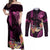 Hawaii Couples Matching Off Shoulder Maxi Dress and Long Sleeve Button Shirts Pray For Maui Hawaiian Plumeria Be Strong Pink Verison LT14 Pink - Polynesian Pride