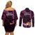 Hawaii Couples Matching Off Shoulder Short Dress and Long Sleeve Button Shirts Pray For Maui Hawaiian Plumeria Be Strong Pink Verison LT14 - Polynesian Pride