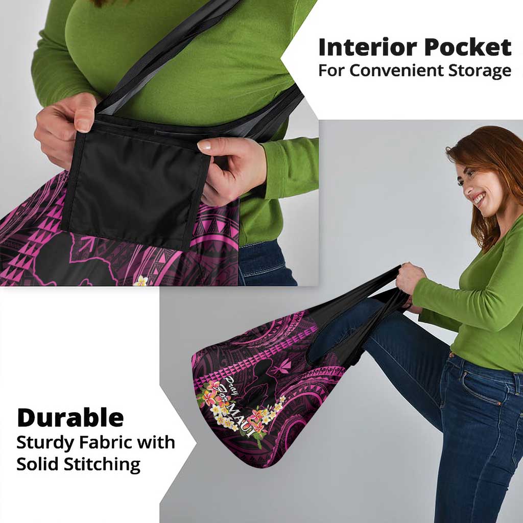 Pink Hawaii Grocery Bag Pray For Maui Hawaiian Plumeria Be Strong