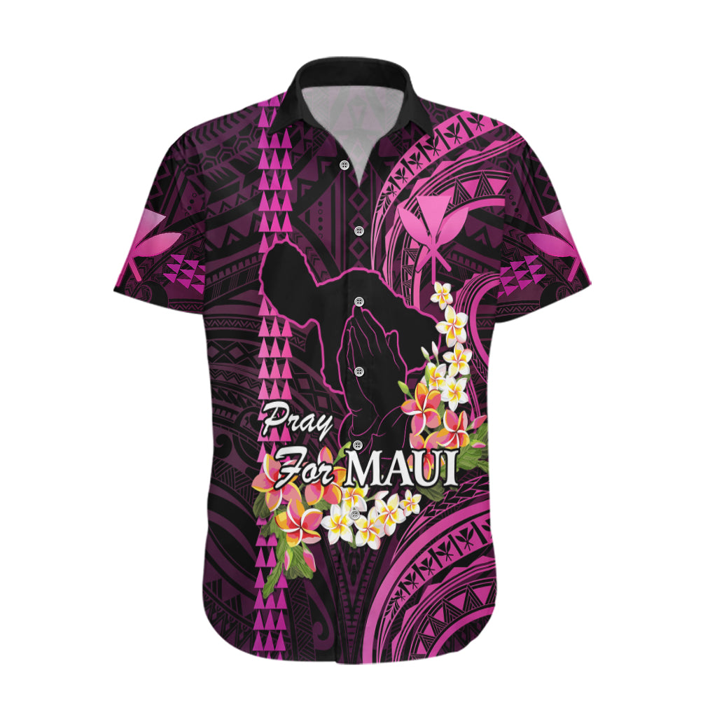 Hawaii Hawaiian Shirt Pray For Maui Hawaiian Plumeria Be Strong Pink Verison LT14 Pink - Polynesian Pride