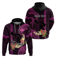 Personalised Hawaii Hoodie Pray For Maui Hawaiian Plumeria Be Strong Pink Verison LT14 - Polynesian Pride