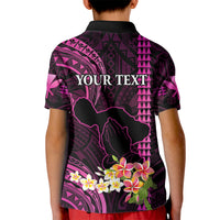 Personalised Hawaii Kid Polo Shirt Pray For Maui Hawaiian Plumeria Be Strong Pink Verison LT14 - Polynesian Pride