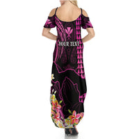 Personalised Hawaii Summer Maxi Dress Pray For Maui Hawaiian Plumeria Be Strong Pink Verison LT14 - Polynesian Pride