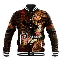 Hawaii Baseball Jacket Pray For Maui Hawaiian Plumeria Be Strong Gold Verison LT14 Unisex Gold - Polynesian Pride