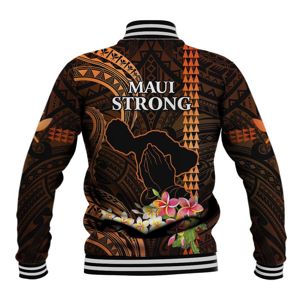 Hawaii Baseball Jacket Pray For Maui Hawaiian Plumeria Be Strong Gold Verison LT14 - Polynesian Pride