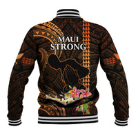 Hawaii Baseball Jacket Pray For Maui Hawaiian Plumeria Be Strong Gold Verison LT14 - Polynesian Pride