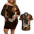 Hawaii Couples Matching Off Shoulder Short Dress and Hawaiian Shirt Pray For Maui Hawaiian Plumeria Be Strong Gold Verison LT14 Gold - Polynesian Pride