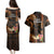 Hawaii Couples Matching Puletasi Dress and Hawaiian Shirt Pray For Maui Hawaiian Plumeria Be Strong Gold Verison LT14 - Polynesian Pride