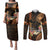 Hawaii Couples Matching Puletasi Dress and Long Sleeve Button Shirts Pray For Maui Hawaiian Plumeria Be Strong Gold Verison LT14 Gold - Polynesian Pride