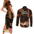 Hawaii Couples Matching Short Sleeve Bodycon Dress and Long Sleeve Button Shirts Pray For Maui Hawaiian Plumeria Be Strong Gold Verison LT14 - Polynesian Pride