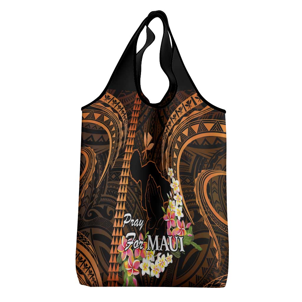 Gold Hawaii Grocery Bag Pray For Maui Hawaiian Plumeria Be Strong