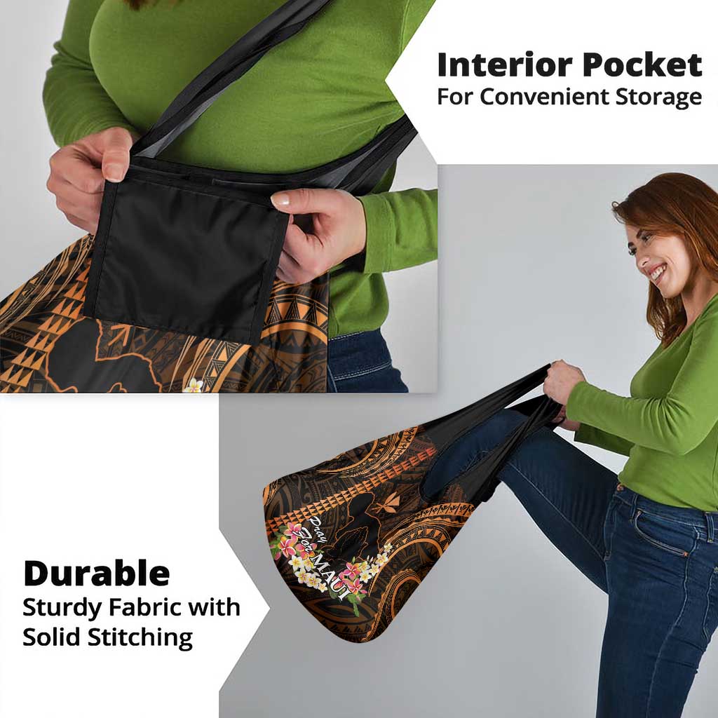 Gold Hawaii Grocery Bag Pray For Maui Hawaiian Plumeria Be Strong