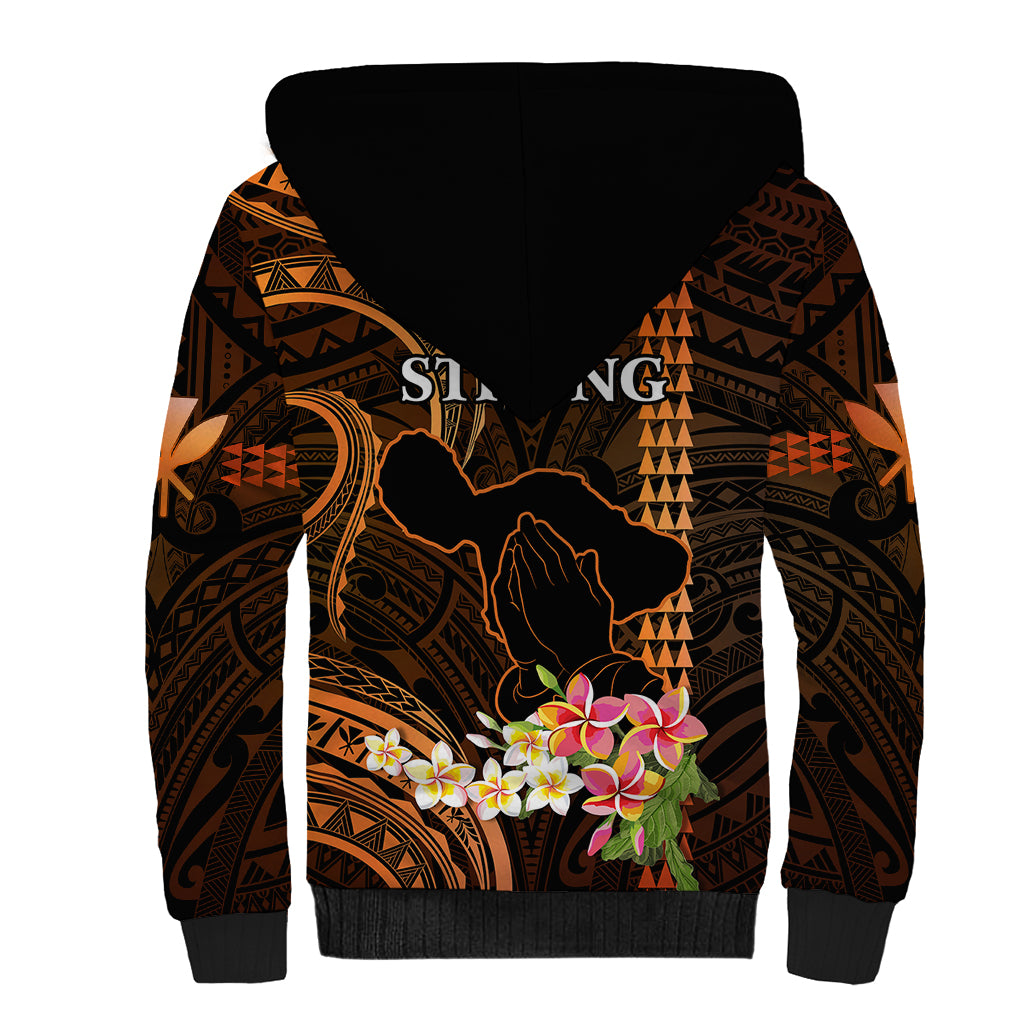 Hawaii Sherpa Hoodie Pray For Maui Hawaiian Plumeria Be Strong Gold Verison LT14 - Polynesian Pride
