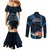 Hawaii Couples Matching Mermaid Dress and Long Sleeve Button Shirts Pray For Maui Hawaiian Plumeria Be Strong Blue Verison LT14 - Polynesian Pride