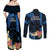 Hawaii Couples Matching Off Shoulder Maxi Dress and Long Sleeve Button Shirts Pray For Maui Hawaiian Plumeria Be Strong Blue Verison LT14 - Polynesian Pride