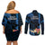 Hawaii Couples Matching Off Shoulder Short Dress and Long Sleeve Button Shirts Pray For Maui Hawaiian Plumeria Be Strong Blue Verison LT14 - Polynesian Pride