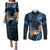 Hawaii Couples Matching Puletasi Dress and Long Sleeve Button Shirts Pray For Maui Hawaiian Plumeria Be Strong Blue Verison LT14 Blue - Polynesian Pride