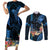 Hawaii Couples Matching Short Sleeve Bodycon Dress and Long Sleeve Button Shirts Pray For Maui Hawaiian Plumeria Be Strong Blue Verison LT14 Blue - Polynesian Pride