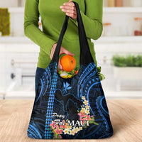 Blue Hawaii Grocery Bag Pray For Maui Hawaiian Plumeria Be Strong