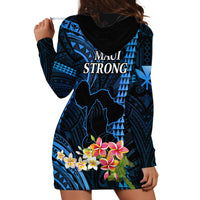 Hawaii Hoodie Dress Pray For Maui Hawaiian Plumeria Be Strong Blue Verison LT14 - Polynesian Pride