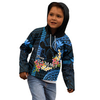 Hawaii Kid Hoodie Pray For Maui Hawaiian Plumeria Be Strong Blue Verison LT14 - Polynesian Pride