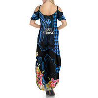 Hawaii Summer Maxi Dress Pray For Maui Hawaiian Plumeria Be Strong Blue Verison LT14 - Polynesian Pride