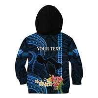 Personalised Hawaii Kid Hoodie Pray For Maui Hawaiian Plumeria Be Strong Blue Verison LT14 - Polynesian Pride