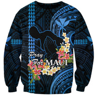 Personalised Hawaii Sweatshirt Pray For Maui Hawaiian Plumeria Be Strong Blue Verison LT14 Unisex Blue - Polynesian Pride