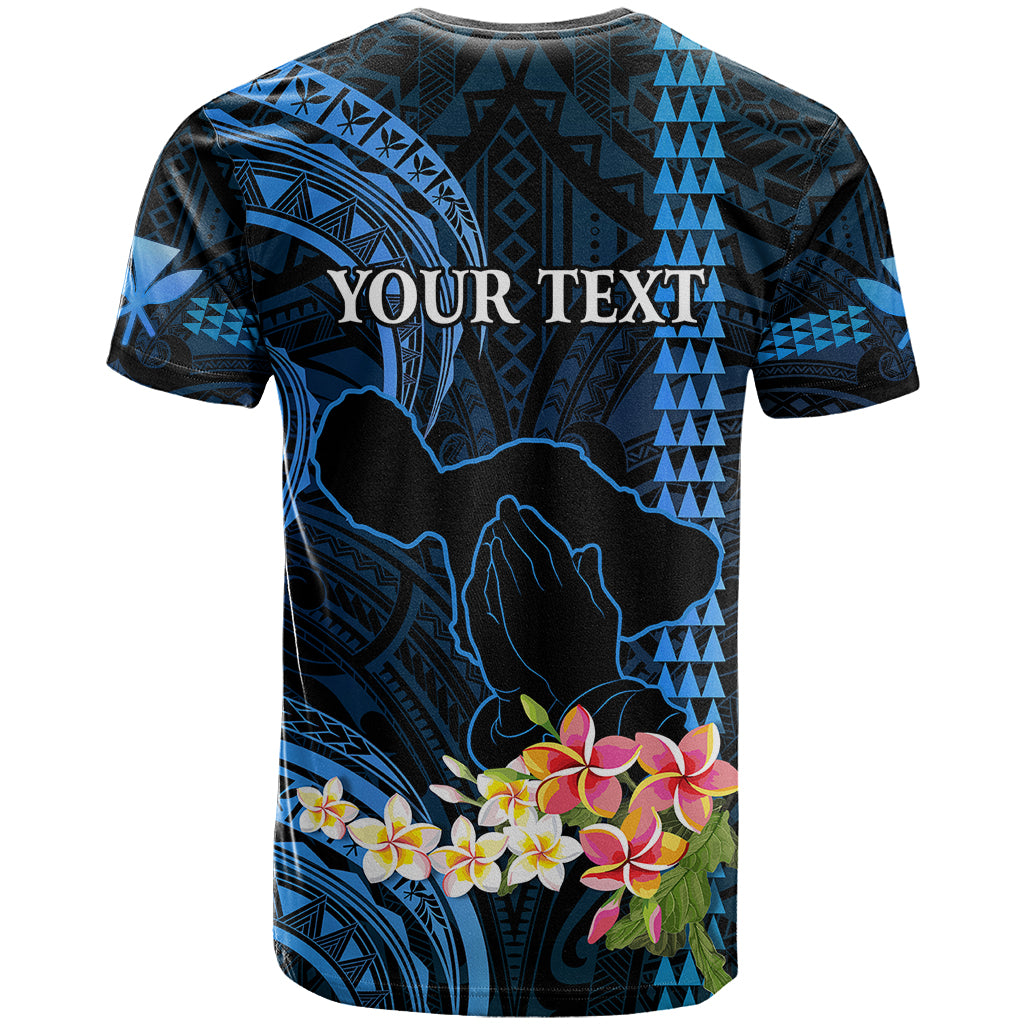 Personalised Hawaii T Shirt Pray For Maui Hawaiian Plumeria Be Strong Blue Verison LT14 - Polynesian Pride