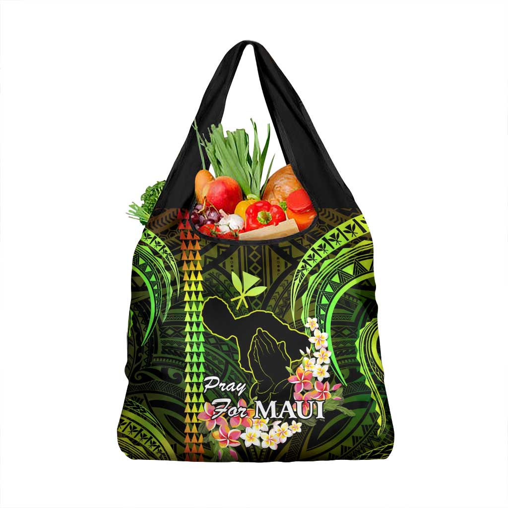 Reggae Hawaii Grocery Bag Pray For Maui Hawaiian Plumeria Be Strong LT14 1-pack One Size Reggae - Polynesian Pride