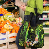 Reggae Hawaii Grocery Bag Pray For Maui Hawaiian Plumeria Be Strong