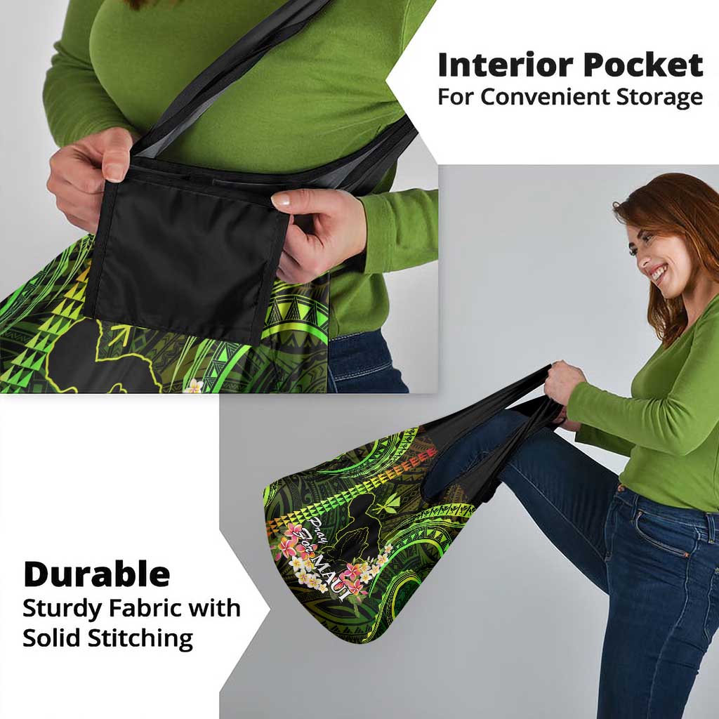 Reggae Hawaii Grocery Bag Pray For Maui Hawaiian Plumeria Be Strong