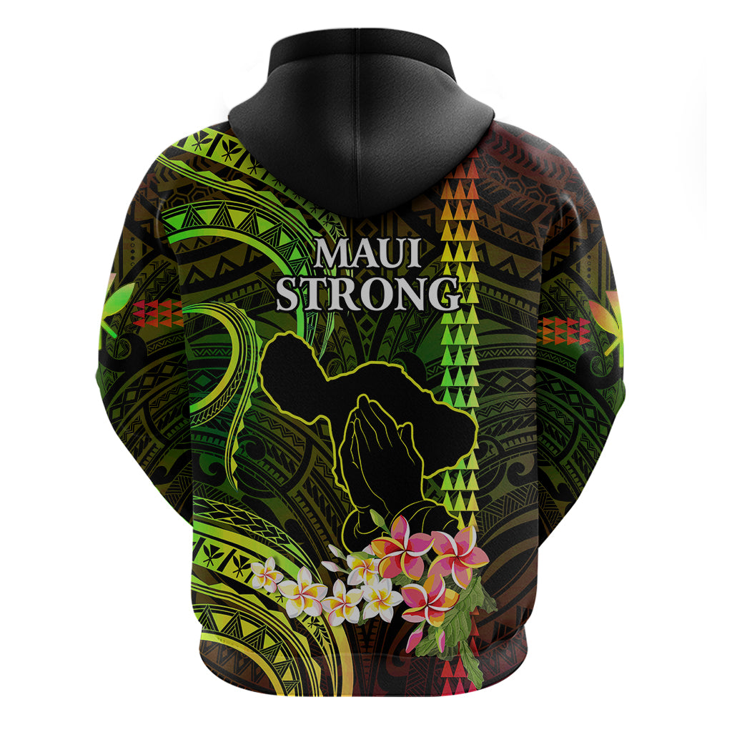 Hawaii Hoodie Pray For Maui Hawaiian Plumeria Be Strong Reggae Verison LT14 - Polynesian Pride
