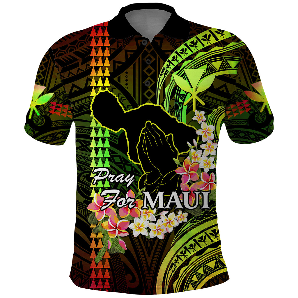 Hawaii Polo Shirt Pray For Maui Hawaiian Plumeria Be Strong Reggae Verison LT14 Reggae - Polynesian Pride