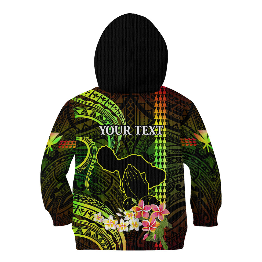 Personalised Hawaii Kid Hoodie Pray For Maui Hawaiian Plumeria Be Strong Reggae Verison LT14 - Polynesian Pride