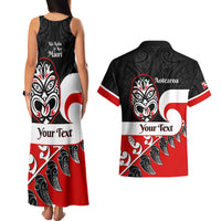 Personalised Te Reo Maori New Zealand Couples Matching Tank Maxi Dress and Hawaiian Shirt Kia Haka Maori Fern With Tino Rangatiratanga LT14 - Polynesian Pride