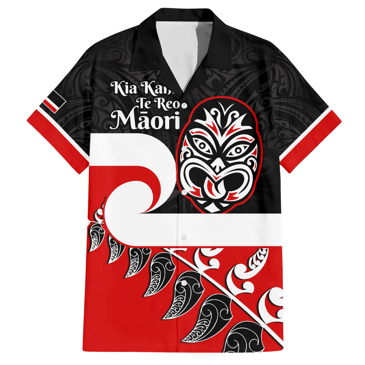 Personalised Te Reo Maori New Zealand Family Matching Short Sleeve Bodycon Dress and Hawaiian Shirt Kia Haka Maori Fern With Tino Rangatiratanga LT14 Dad's Shirt - Short Sleeve Red - Polynesian Pride