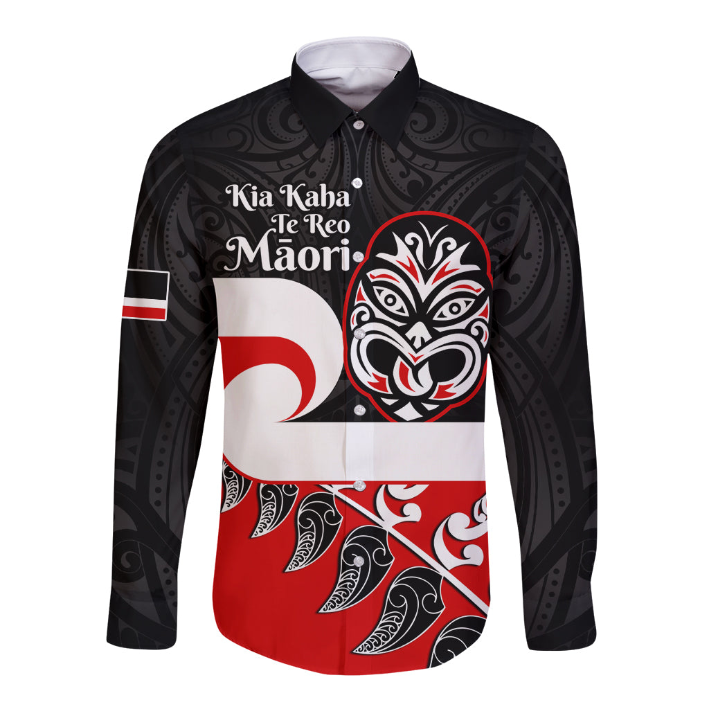 Personalised Te Reo Maori New Zealand Long Sleeve Button Shirt Kia Haka Maori Fern With Tino Rangatiratanga LT14 Unisex Red - Polynesian Pride